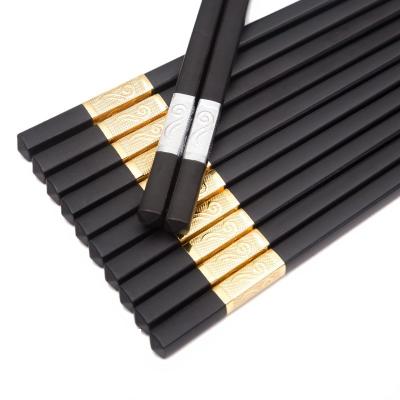 China Viable High End Reusable Gold/Silver Alloy Chop Sticks, Luxury Chinese Black PPS Fiberglass Alloy Chopsticks For Restaurant for sale