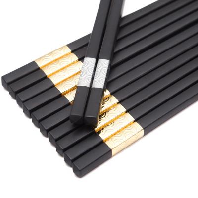 China High Temperature Resistant Japanese Chopst Silver Alloy Chopsticks Household Promotional Viable Hotel Black Tableware Non-slip Non-Mold for sale