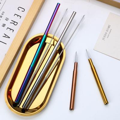 China Sustainable Portable Bar Collapsible 18/0 Stainless Steel Straw With Brush And Case for sale