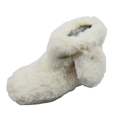 China Cute Anti-Smell Woman Plush Faux Fur With Rabbit Ear Indoor Slipper for sale