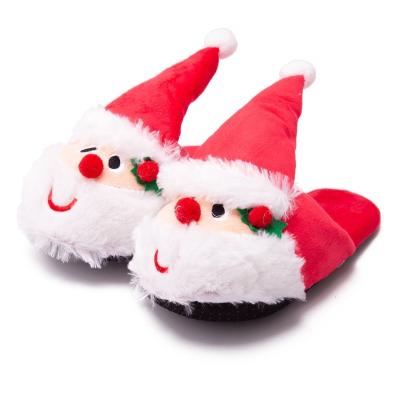 China Anti-Smell Winter Family Christmas Home Slipper 2021 Woman Plush Slippers Bedroom Santa Claus Indoor Christmas Slippers for sale