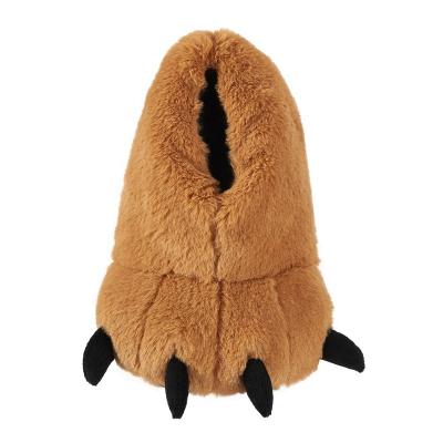 China Fashion Trend Toy Monster Paw Winter Plush Brown Mens Winter Slippers for sale