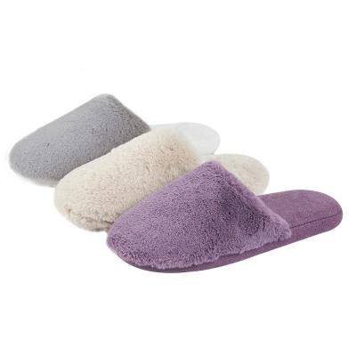 China Autumn And Winter Women's Large Size Indoor Floor Cushioning Slidder With Elastic Band Fin-toe Faux Fur Warm Slippers for sale