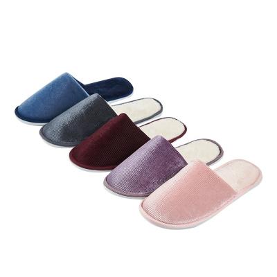 China Hot Selling Trend Room Colorful Fashion House Hotel Guest Colorful Indoor Plush EVA Slipper Quiet Stock for sale