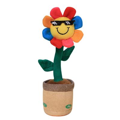 China Bring Happy Yangzhou Plush Toys Funny Dancing Sunflower Plush Talking Electronic Recording Toys for sale