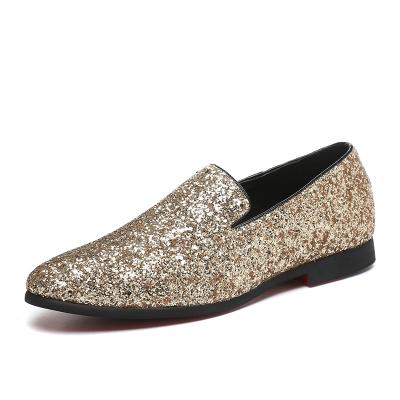 China Flat Youth Design Favorite Sequined Loafers Style Plus Size Party And Designer Shoes Men Casual To Wedding for sale