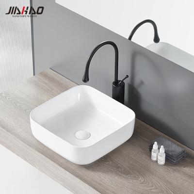 China Factory Sale Hot JIAHAO Art Wash Square Bathroom Style Bathroom Water Single Sink Sanitary Ware Rectangular Ceramic Sink for sale