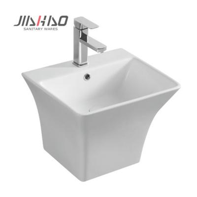 China JIAHAO 5400B White Semi-pedestal Modern Toilet Sink Wall Hung Pedestal Wash Basin for sale