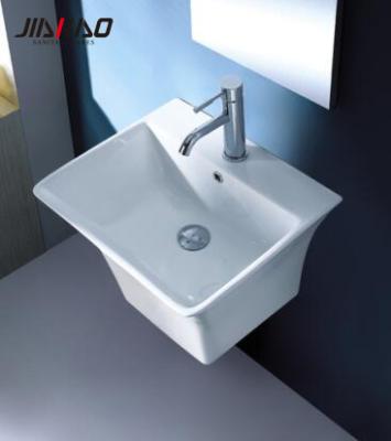 China Good Quality JIAHAO Factory Price Cheap Factory Price Hotel Bathroom Simple Rectangular Single Hole Hand Wall Hung Ceramic Bathroom Basin for sale