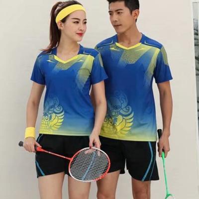 China Wholesale Blue Badminton Sportswear Couples Shirt Badminton Running Shirt 0350 for sale