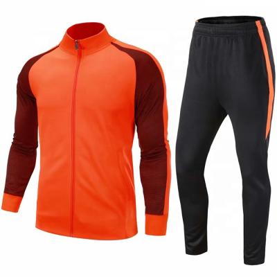 China Wholesale Dark Blue Orange Soccer Jacket Sets Premium Quality Training Suit Quality Blank Tracksuits for sale