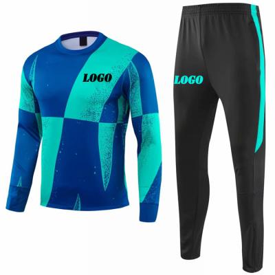 China Soccer Club Team Quick Dry Tracksuit And Pant Sublimation Blue Sweatsuit Set Long Sleeve Soccer Warm Up Uniform Kit for sale