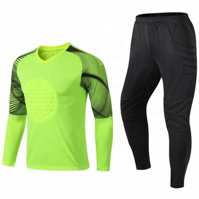 China Soccer Goalkeeper Tank Top Plain Fluorescent Green Quick Dry Breathable Shirt With Pant Set High Quality Long Sleeve Football Tank Top Kits for sale