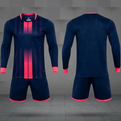 China LS Quick Dry Breathable Soccer Jersey Set Dark Blue Pink Soccer Shirts And Shorts Wholesale Blank Custom Logo Soccer Wear for sale