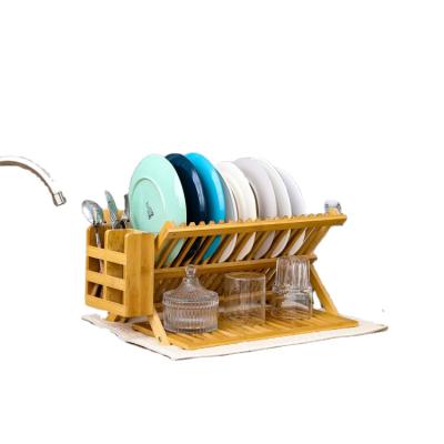 China Steamable Amazon Sales Hot Bamboo Kitchen Dish Rack Dish Drying Rack for sale