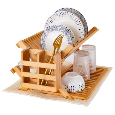 China Steamable Amazon Sales Hot Bamboo Kitchen Dish Rack Dish Drying Rack for sale