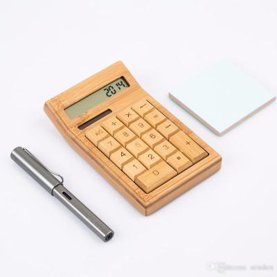 China Promotional Gifts 12 Digit Double Power Bamboo Material Eco-friendly Calculator Desktop Calculator General Purpose Calculator for sale