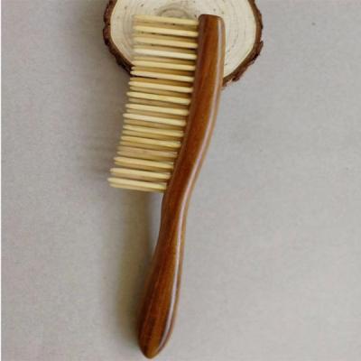 China 2020 Comfortable Hair Comb Sandalwood Wooden Handle With Long Double Row Bamboo Comb Hair Comb Supplier for sale