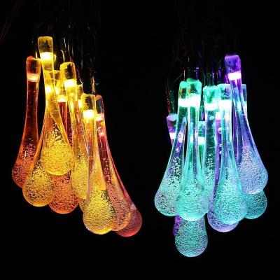 China Water Drop 20 Led Outdoor Waterproof Solar Garden Lights Multicolor Water Drops Led String Lights Solar Christmas Light Decoration for sale