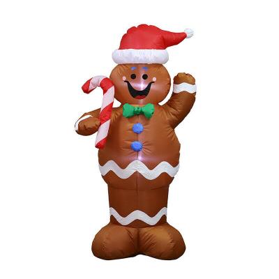 China 5ft Christmas Inflatables Explosion Yard Decorations Inflatable Gingerbread Man with LED Lights for Christmas Yard Indoor Outdoor Garden for sale