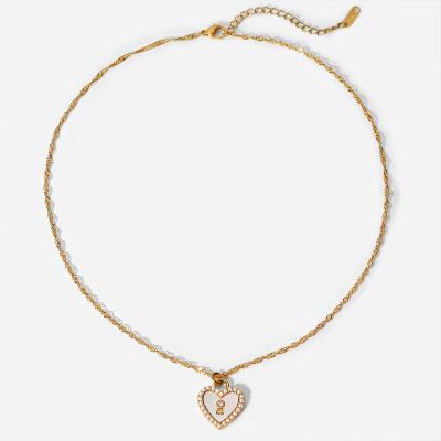 China New Multi Layered Hypoallergenic Figaro Stainless Steel Jewelry 18K Gold Plated Custom Bead Love Heart Chain Necklaces For Women for sale