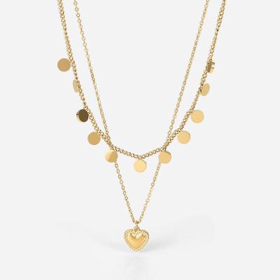 China Custom Elegant Hypoallergenic Jewelry Double Chain Necklace 18k Gold Filled Heart Shaped Empty Necklace Pendant for sale