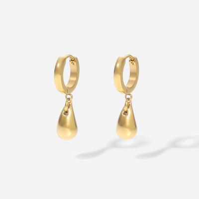 China Gold Stainless Steel Hoops Circles Rain Drop Earrings Hypoallergenic Custom Jewelry Women's Gold Hoop Earrings for sale