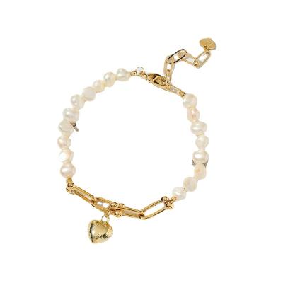 China Trendy Gold Tennis Heart Charm Bead Bracelet Gold Chain Stainless Steel Jewelry Hypoallergenic Pendant 18k Bracelet for sale