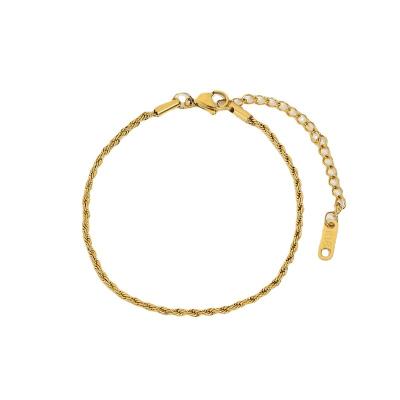 China Wholesale Hypoallergenic Jewelry 18k Rope Chain Bracelet Stainless Steel High End Gold Plated Jewelry for sale