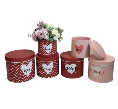 China Recycled materials ready to ship European factory wholesale 3pcs cardboard flower gift box floral bouquet packing bucket round box for sale