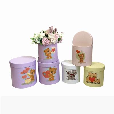 China Recycled Materials Ready To Ship 3pcs Waterproof Recyclable Round Logo Cardboard Paper Tube Kraft Custom Flower Box for sale