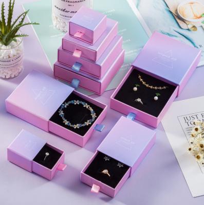 China Materials Luxury Wholesale Wedding Cardboard Gift Recycled Sliding Black Paper Packaging Printed Logo Bracelet Drawer Jewelry Box Custom Made for sale