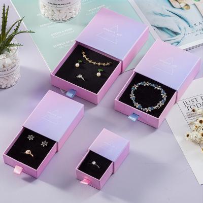 China Recycled Custom Jewelry Packaging Box Necklace Earrings Ring Box Ornaments Packaging Box Drawer Jewelry Cardboard Bracelet Materials Storage Pendant for sale