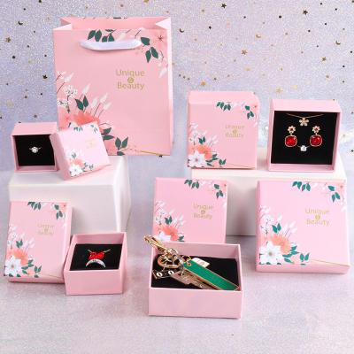 China Recycled Materials Wholesale Eco-Friendly Fancy Earring Ring Necklace 2 Pieces Cardboard Rigid Luxury Paper Box Jewelry Gift Box Box With Paper Bag for sale