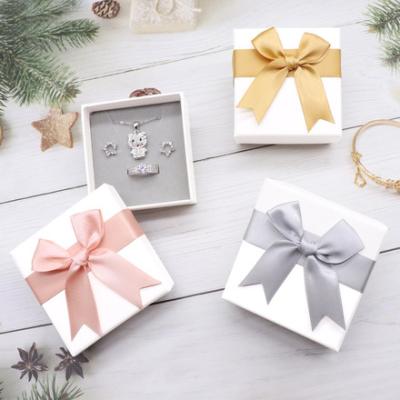 China Ribbon Bow Decor Handmade Economic Friendly Jewelry Box For Jewelry Set Ring Earring Necklace Bracelet Bangle for sale