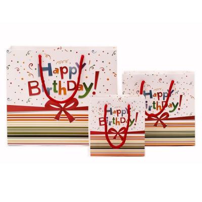 China Handmade European Style Customize Party Gift Bags Happy Birthday Paper Bag With Gold Stamping Words for sale