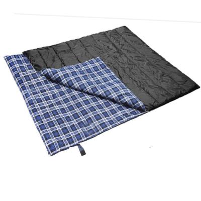 China Envelope Type Flannel Double Sleeping Bag For Camping With 2 Pillows for sale