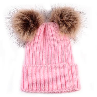 China COMMON Organic Knitted Beanie Hats Baby Children Kids Hats Winter Hat With Pompom for sale