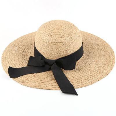 China Image Beach Summer Woman Sun Shield Hat Hard Wide Brim Raffia Straw Hat For Wholesale for sale