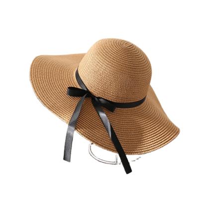 China Wholesale Foldable Image Ribbon Fashion Hat Beach Straw Hats For Women Summer for sale