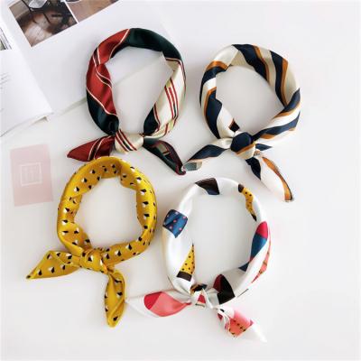 China 50*50cm Small Square Women Summer Fashion Printed Square Scarf Silk Scarves Ladies for sale