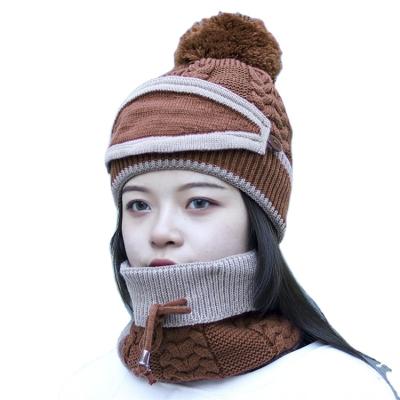 China Middle Hot Sale OEM Customize Beanie Women Winter Hats Knitted Beanie Scarf Hat for sale