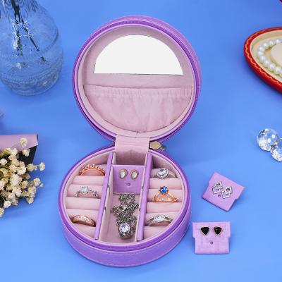 China Simple Handcrafted Portable Jewelry Box Mini Retro Small Jewelry Box Travel Jewelry Storage Earring Necklace for sale