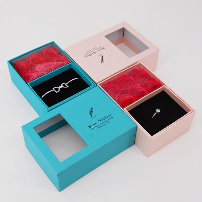 China Custom Hand Made Your Own Logo Window Boxes Jewelry Packaging Rose Flower Jewelry Box for sale