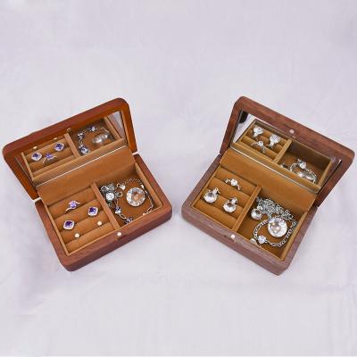 China Handcrafted Wooden Box Treasure Chest Box Ring Earring Bracelet Gift Storage With Mirror For Wooden Jewelry Packing Boxes for sale