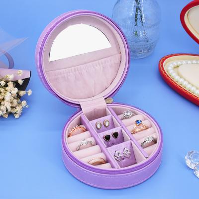 China Creative handcrafted simple single-layer storage box PU jewelry box portable earrings ring jewelry box wholesale for sale