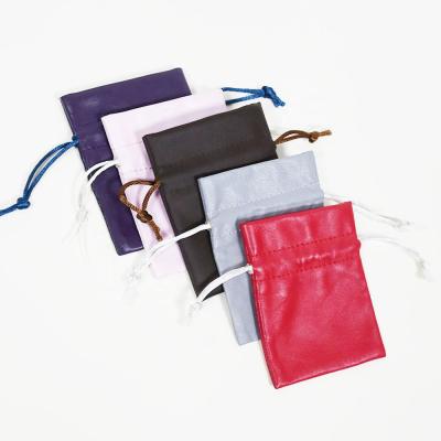 China Eco-Friendly Customize Drawstring PU Leather Jewelry Bags Ring Earrings Pendant Leather Jewelry Pouches for sale