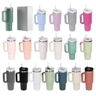 China Viable Powder Coated Metal Cups Glitter Tumblers With Lid And Tumbler With Handle Straw Stainless Steel 40oz Shimmer Sublimation for sale