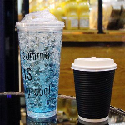 China New Design Fashion Sustainable Style China Manufacture Custom Wholesale Bpa Summer Free Double Layer Plastic Water Ice Straw Cup for sale