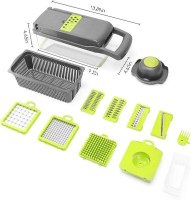 China Viable Kitchen Instruments 2022 12 in 1 Quick Fast Cutter Multifunctional Vegetable Slicer Veggie Cleaver for sale